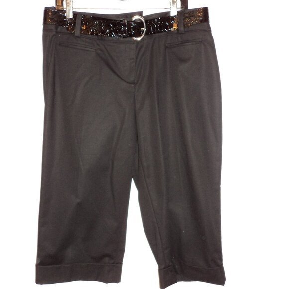 NWT Apt 9 Women's Size 16 Maxwell Fit Capri Pants Cropped Black Faux Croc Belt - Picture 1 of 11